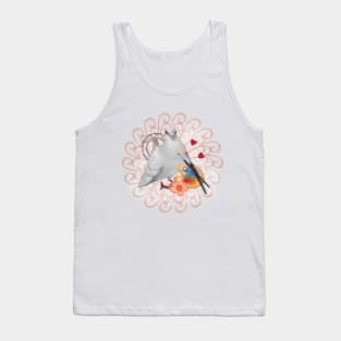 White Dove with Painting Palette Tank Top